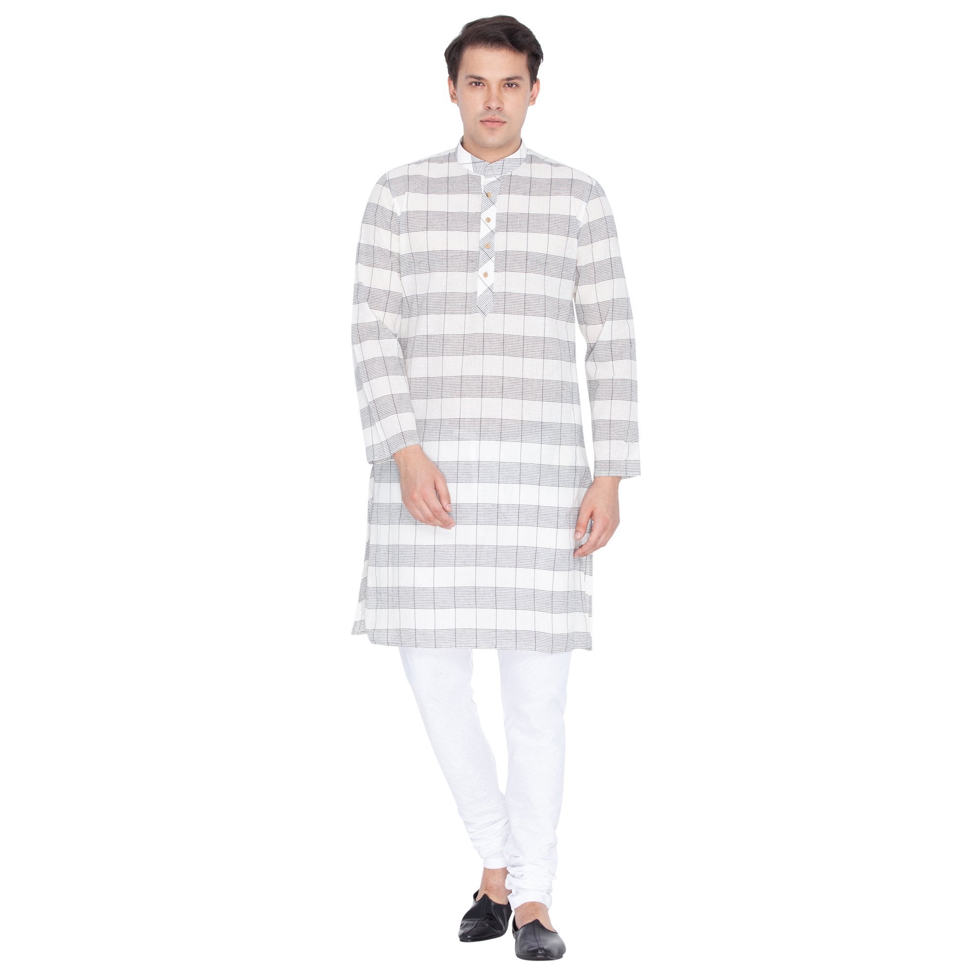 Men's White Cotton Kurta and Pyjama Set