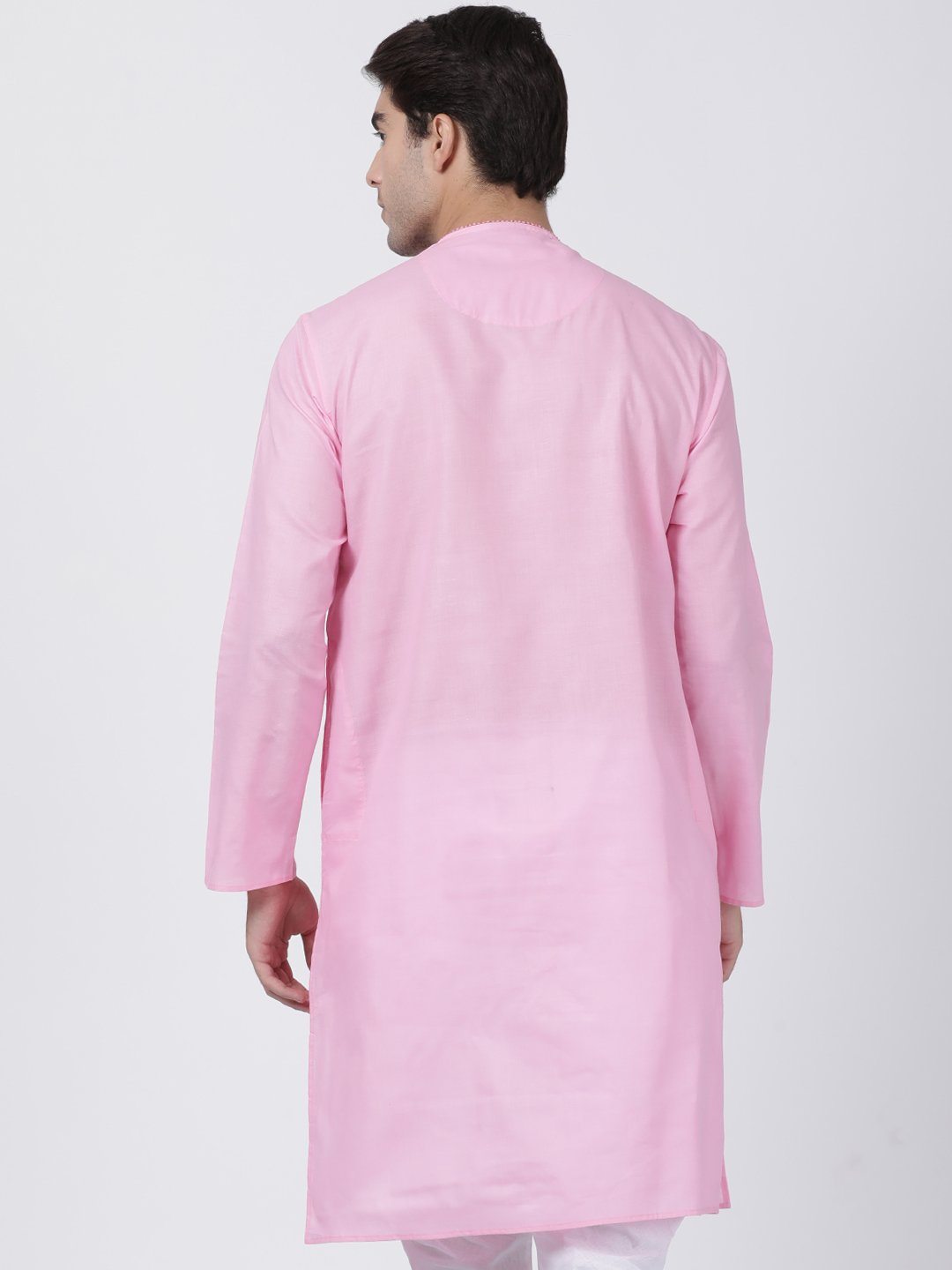 Men's Pink Cotton Blend Kurta - Vastramay
