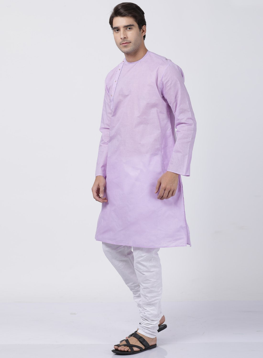 Men's Purple Cotton Blend Kurta and Pyjama Set