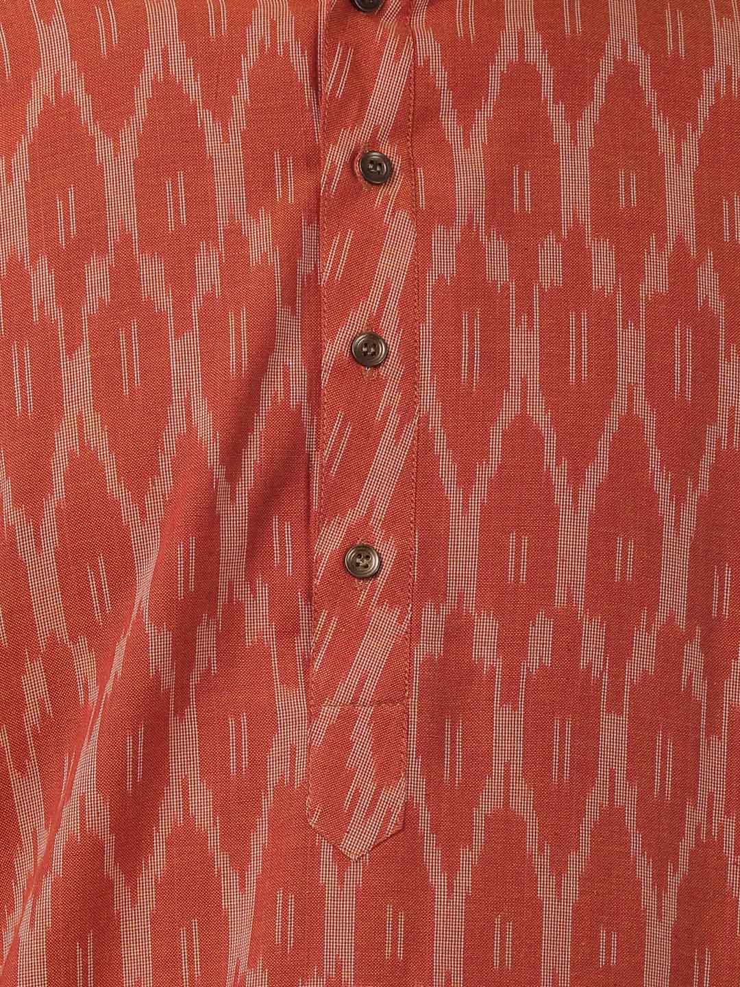 Men's Orange Pure Cotton Kurta and Pyjama Set