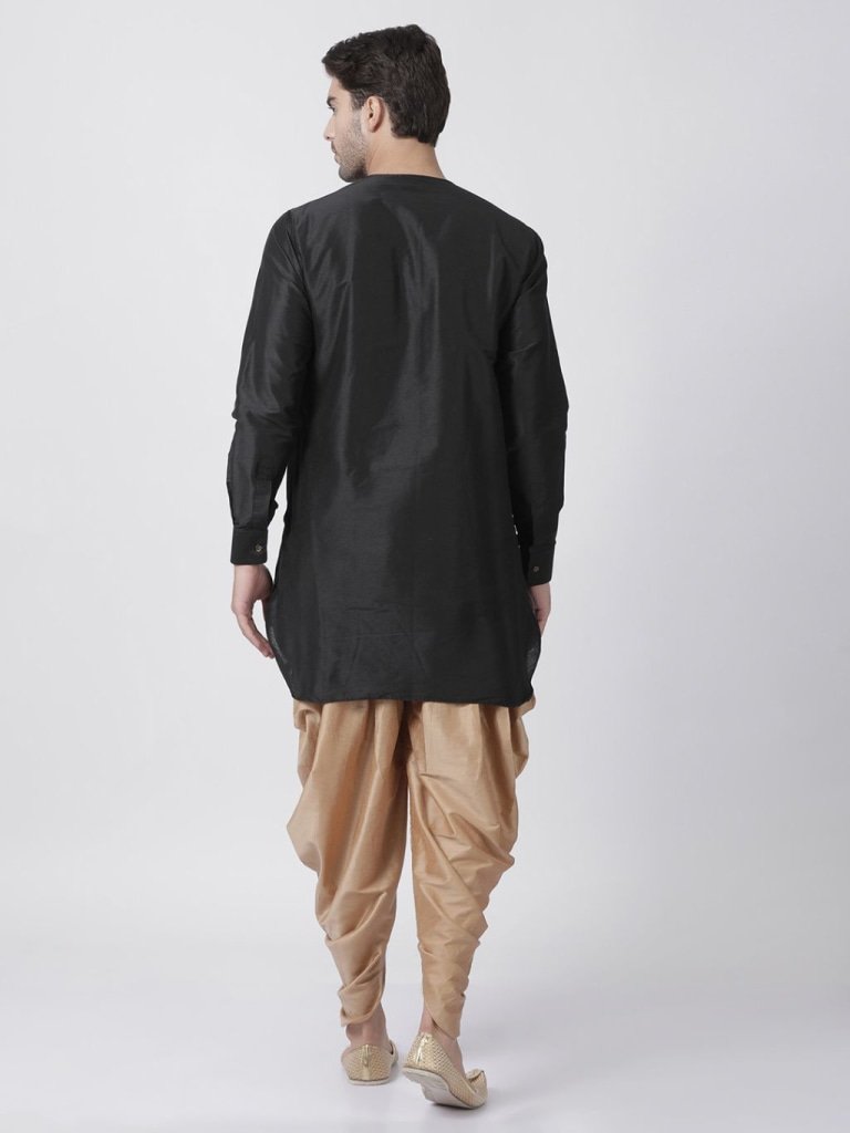 Men's Black Cotton Blend Kurta and Dhoti Pant Set