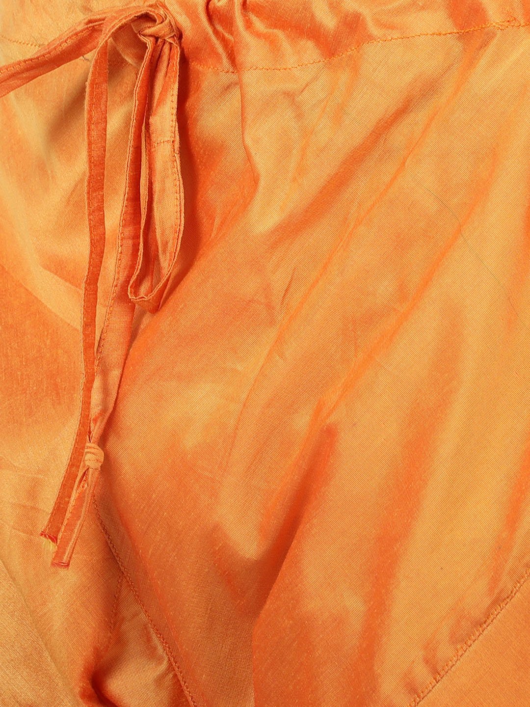 Men's Orange Cotton Blend Kurta and Pyjama Set