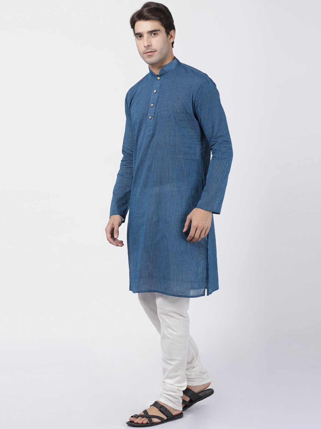 Men's Blue Pure Cotton Kurta and Pyjama Set