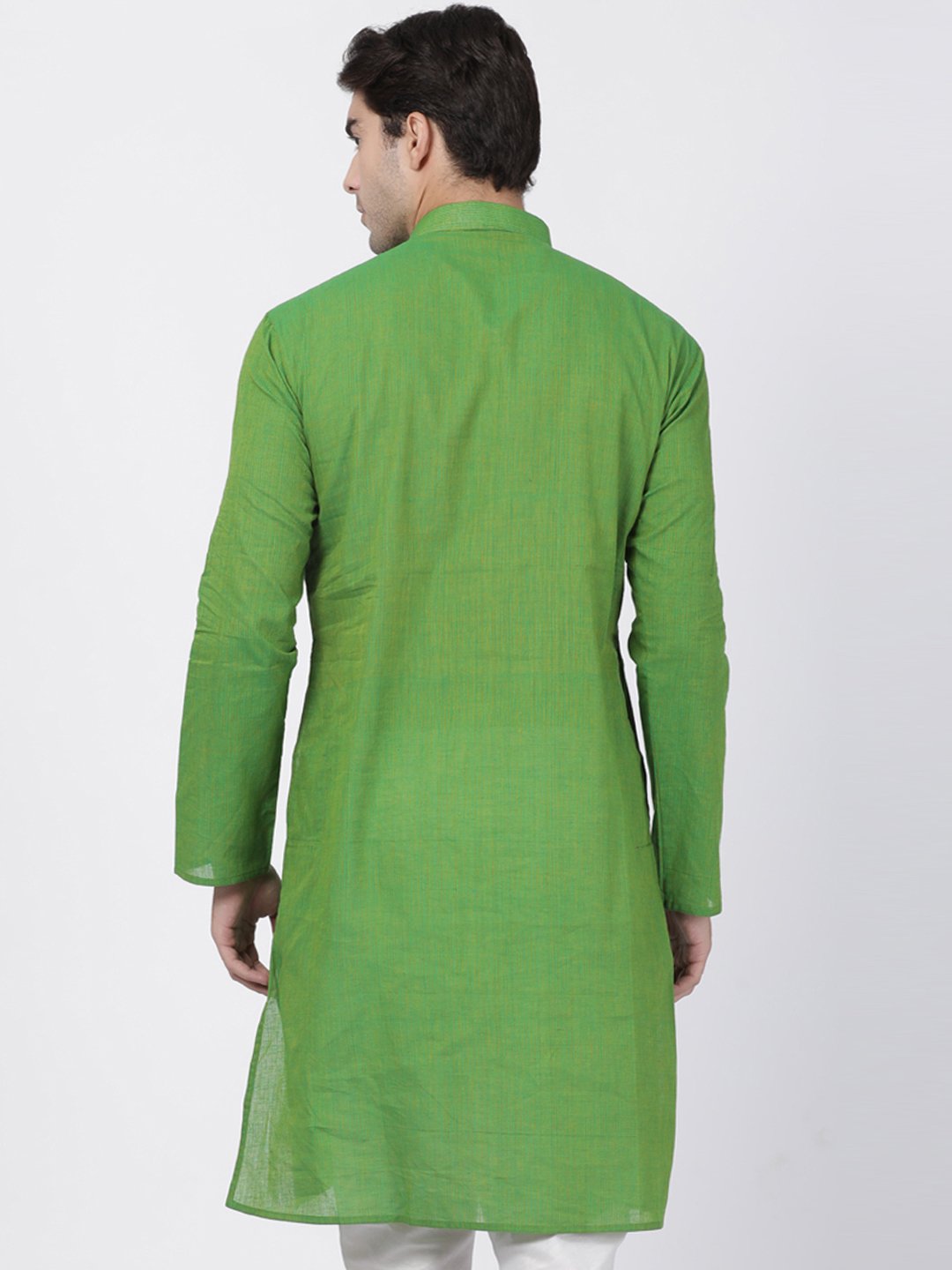 Men's Green Pure Cotton Kurta - Vastramay