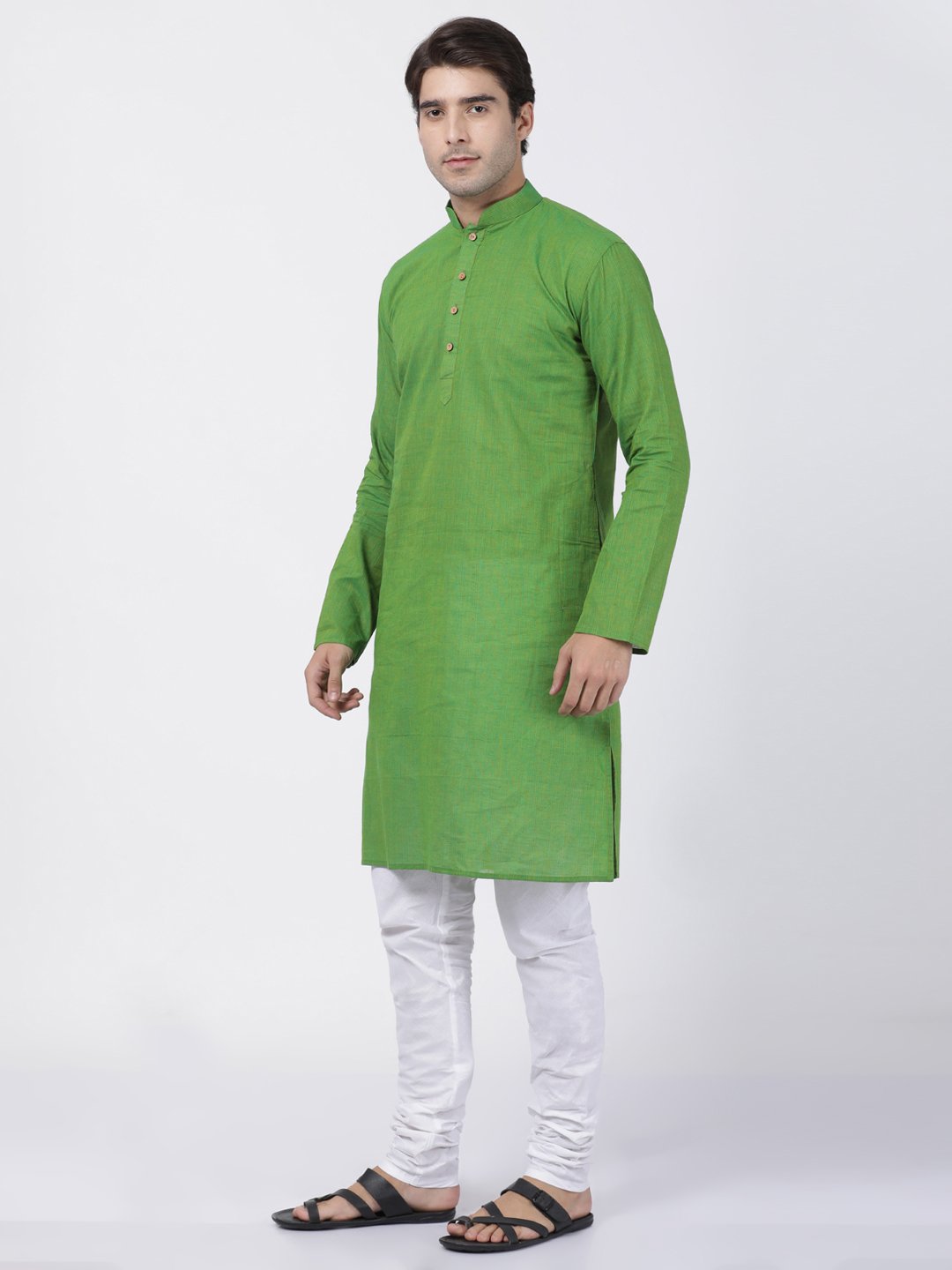 Men's Green Pure Cotton Kurta and Pyjama Set