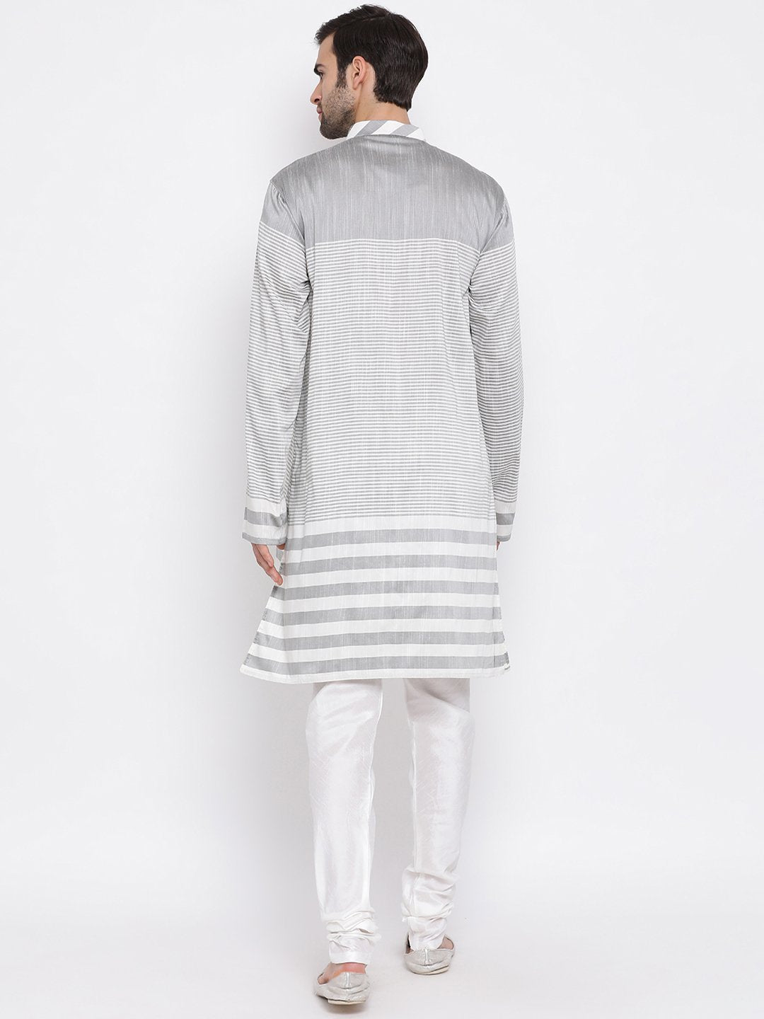 Men's Grey Cotton Blend Kurta and Pyjama Set - Vastramay