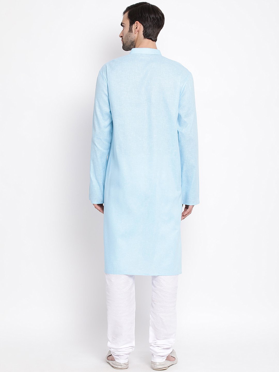 Men's Blue Mix Cotton Kurta and Pyjama Set - Vastramay
