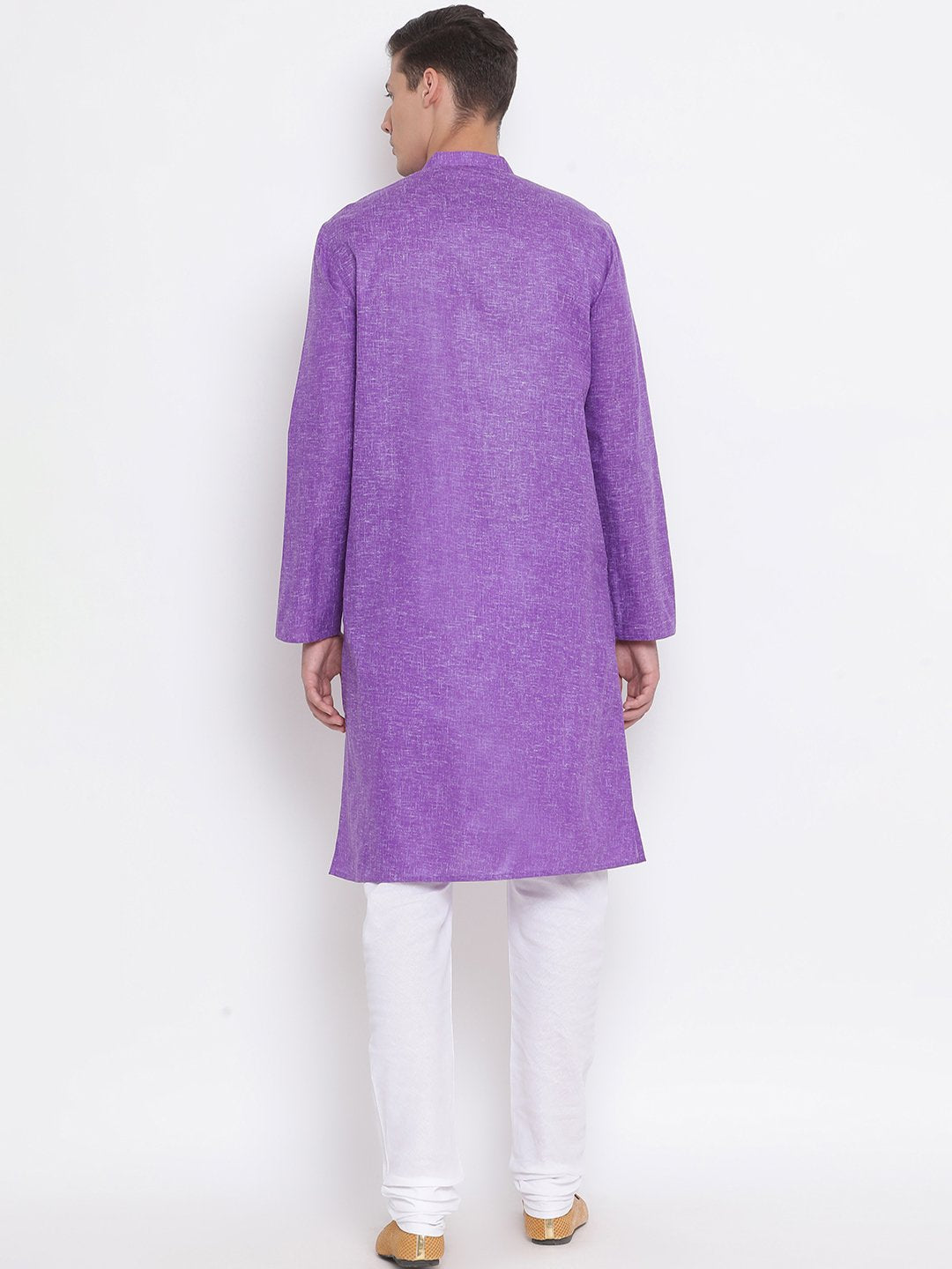 Men's Purple Mix Cotton Kurta and Pyjama Set - Vastramay