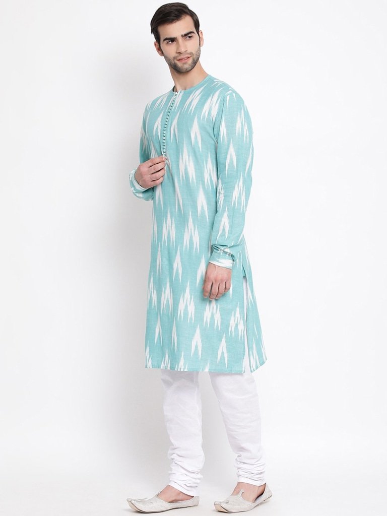 Men's Green Cotton Kurta and Pyjama Set - Vastramay