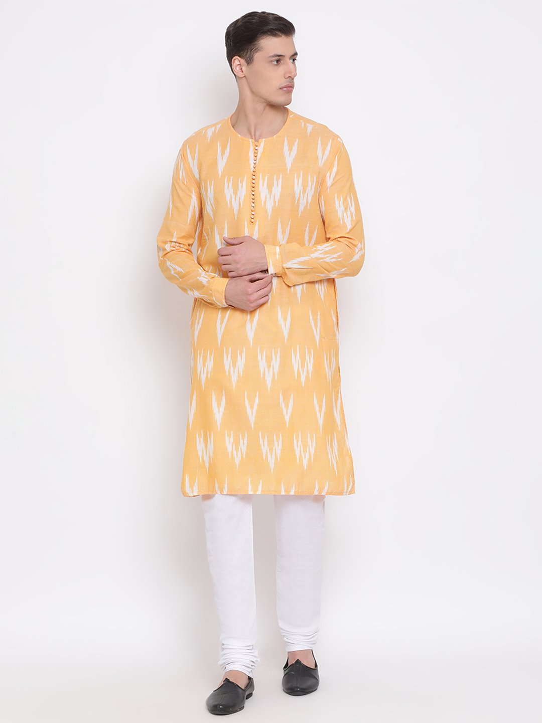 Men's Orange Cotton Kurta and Pyjama Set - Vastramay
