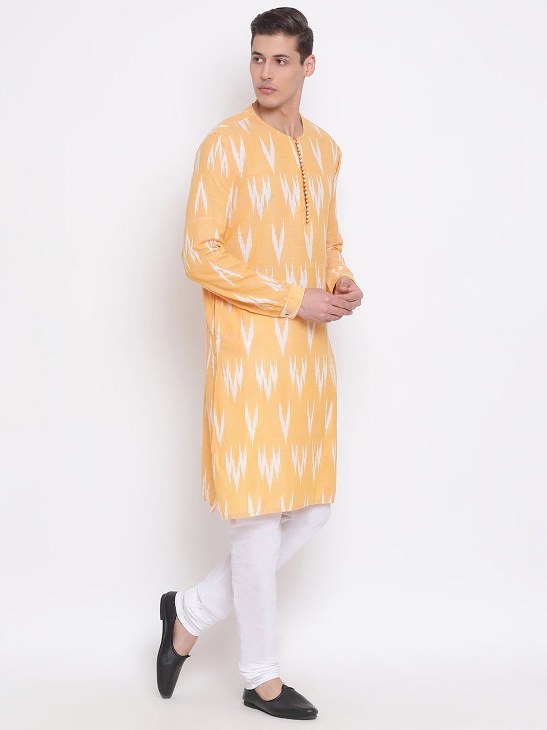 Men's Orange Cotton Kurta and Pyjama Set - Vastramay