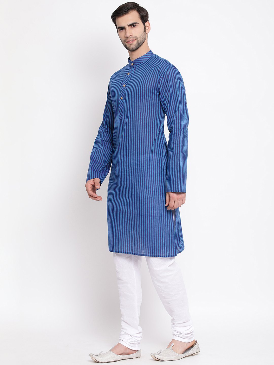 Men's Blue Pure Cotton Kurta and Pyjama Set - Vastramay