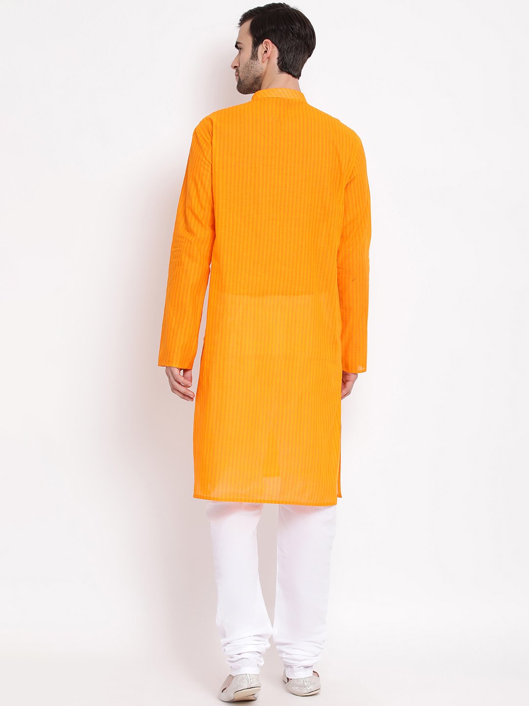 Men's Orange Pure Cotton Kurta and Pyjama Set - Vastramay