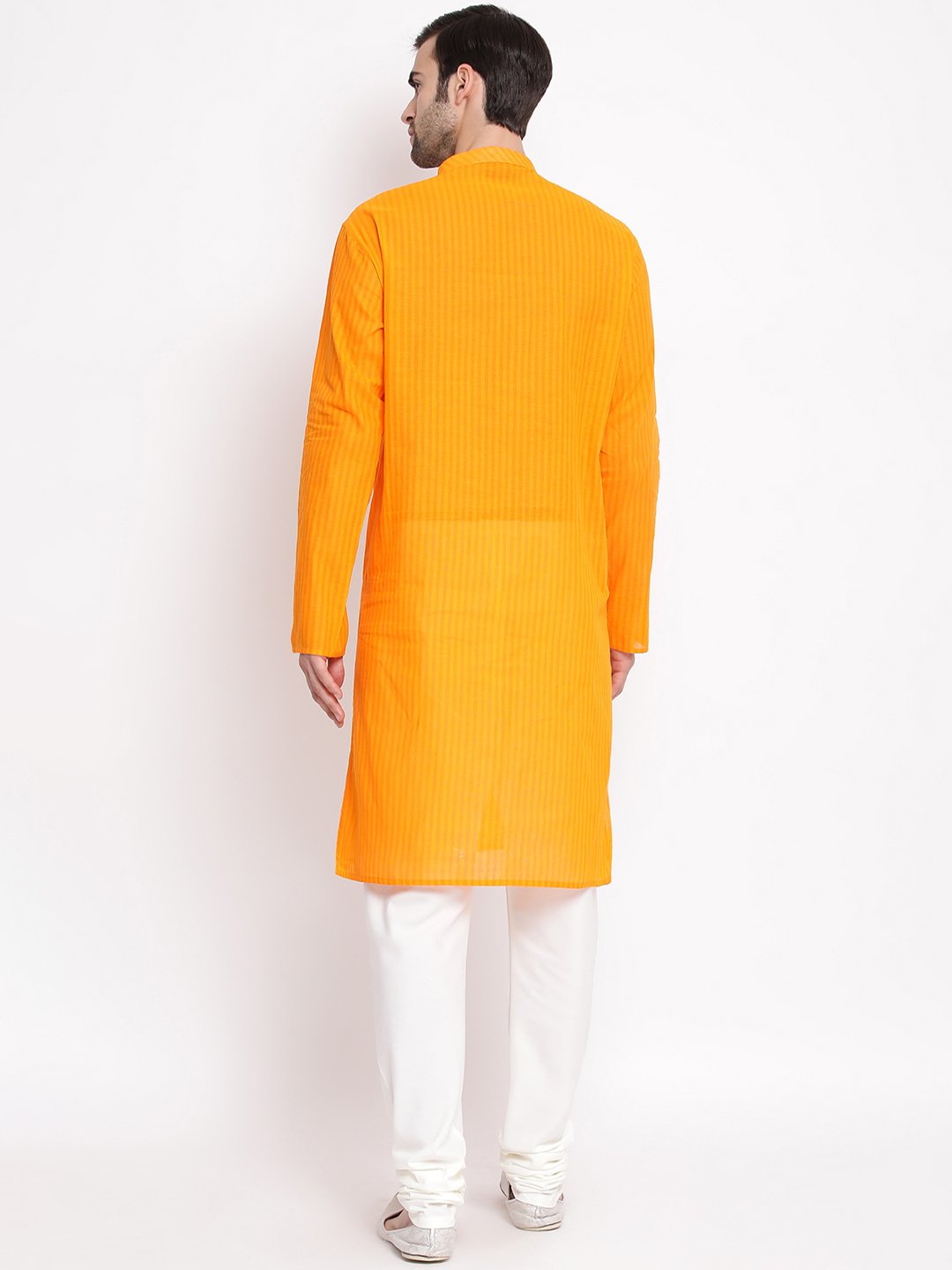 Men's Orange Pure Cotton Kurta and Pyjama Set - Vastramay