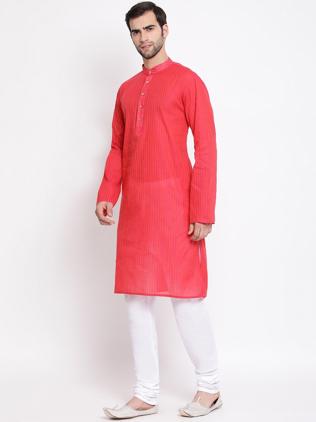 Men's Pink Pure Cotton Kurta and Pyjama Set - Vastramay