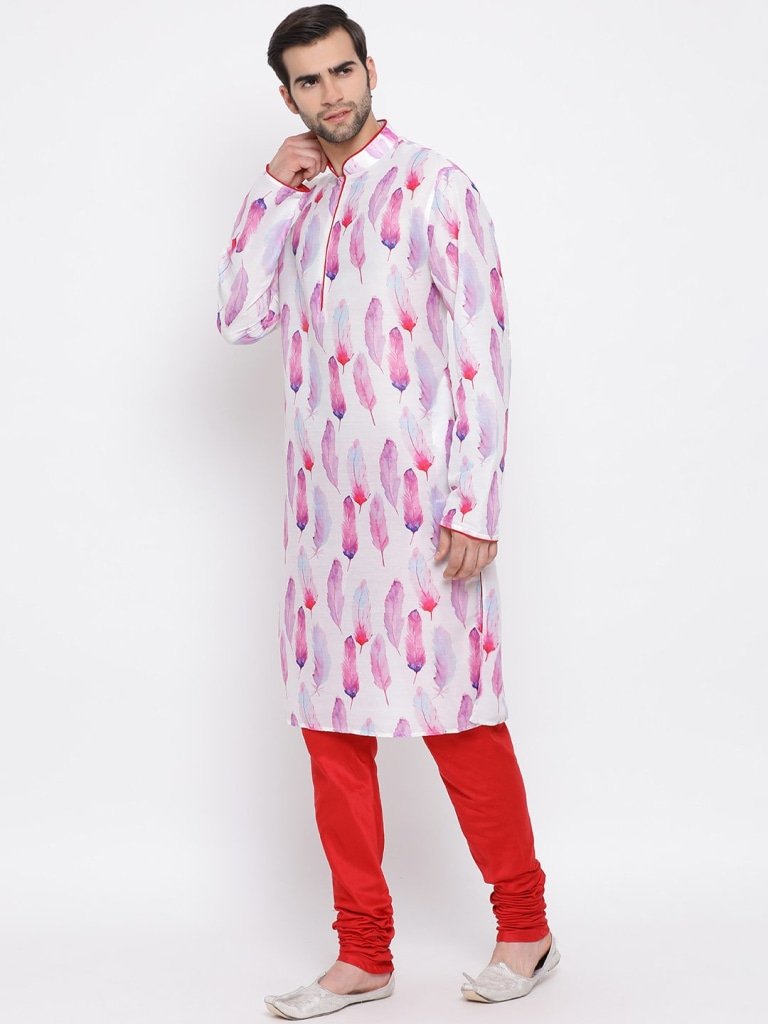 Men's Pink Cotton Blend Kurta and Pyjama Set - Vastramay