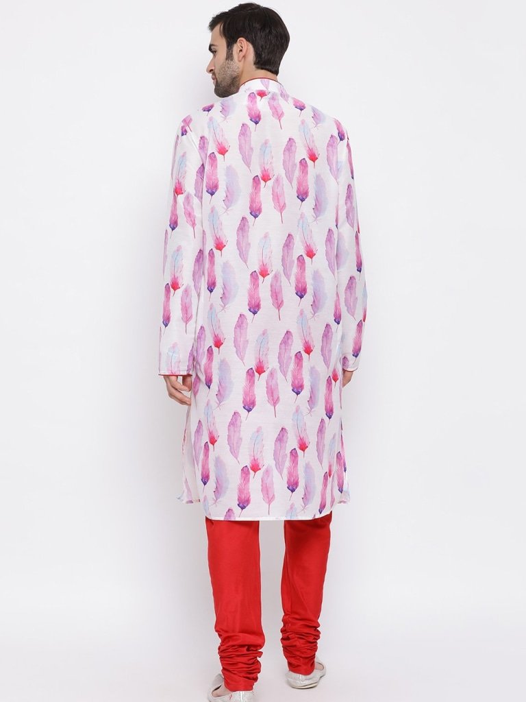 Men's Pink Cotton Blend Kurta and Pyjama Set - Vastramay