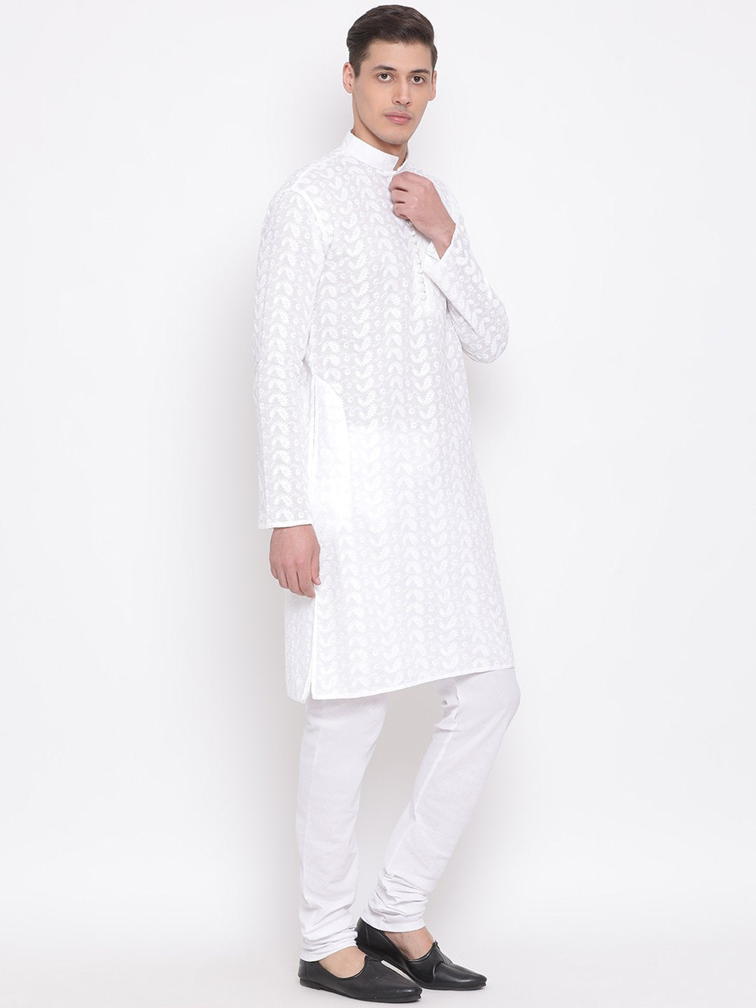 Men's White Pure Cotton Kurta and Pyjama Set - Vastramay