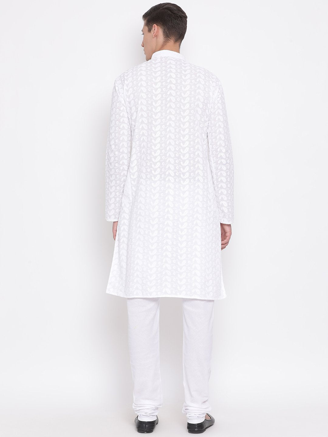 Men's White Pure Cotton Kurta and Pyjama Set - Vastramay