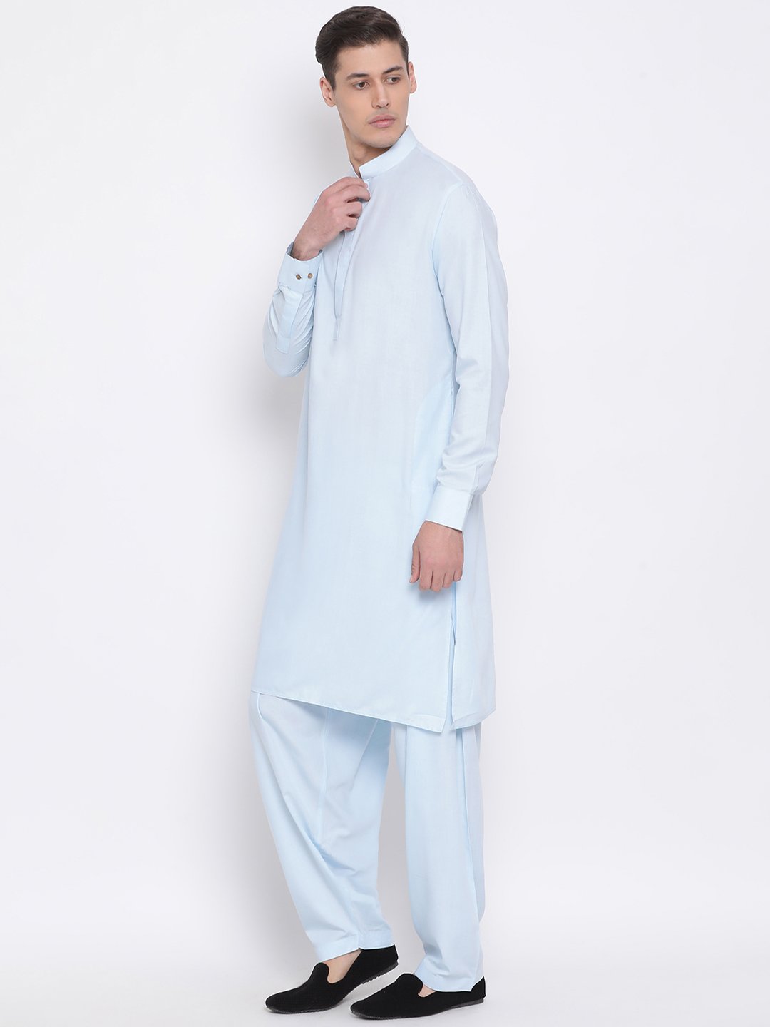 Men's Blue Cotton Blend Kurta and Pyjama Set - Vastramay