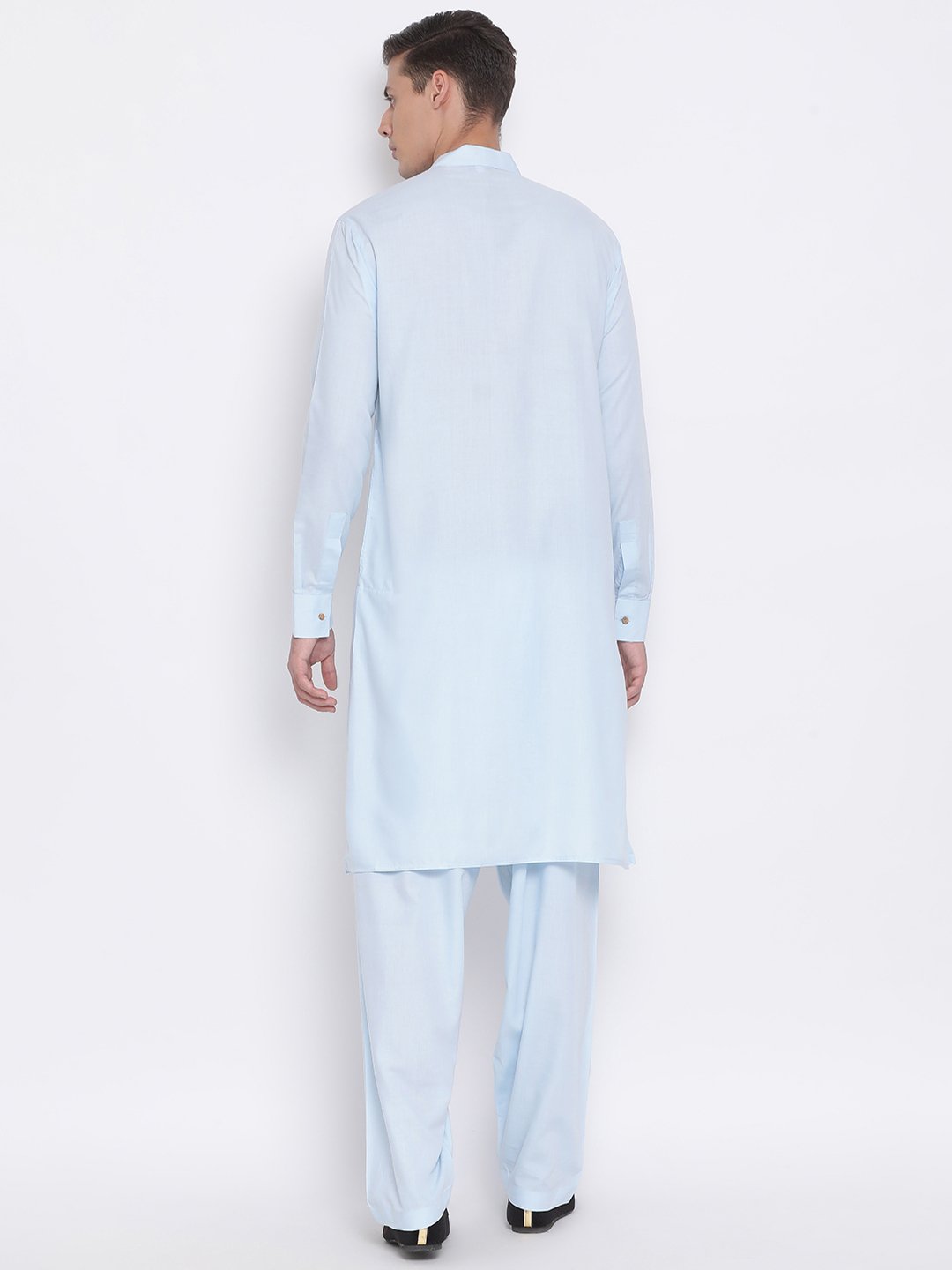 Men's Blue Cotton Blend Kurta and Pyjama Set - Vastramay