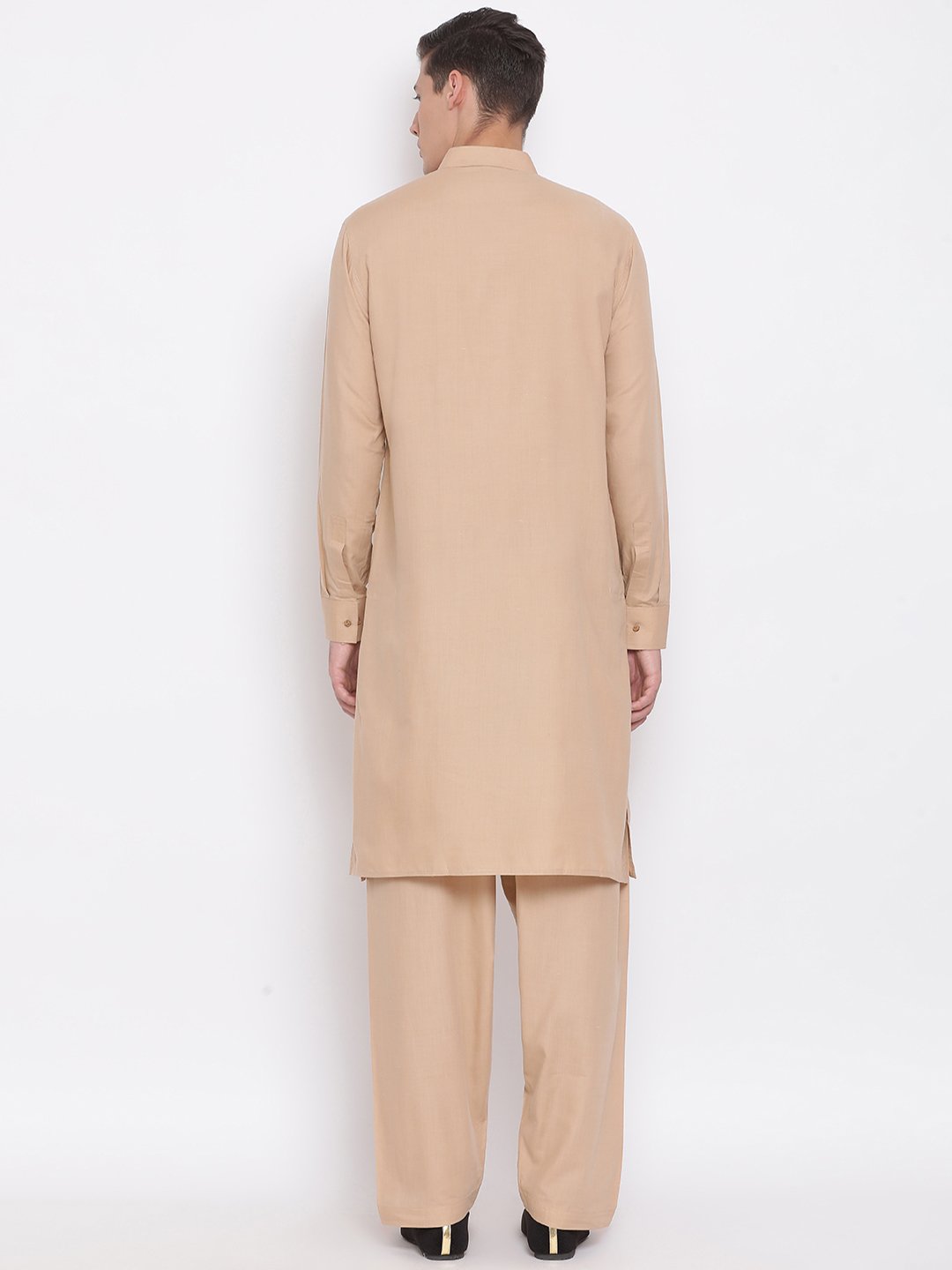 Men's Beige Cotton Blend Kurta and Pyjama Set - Vastramay