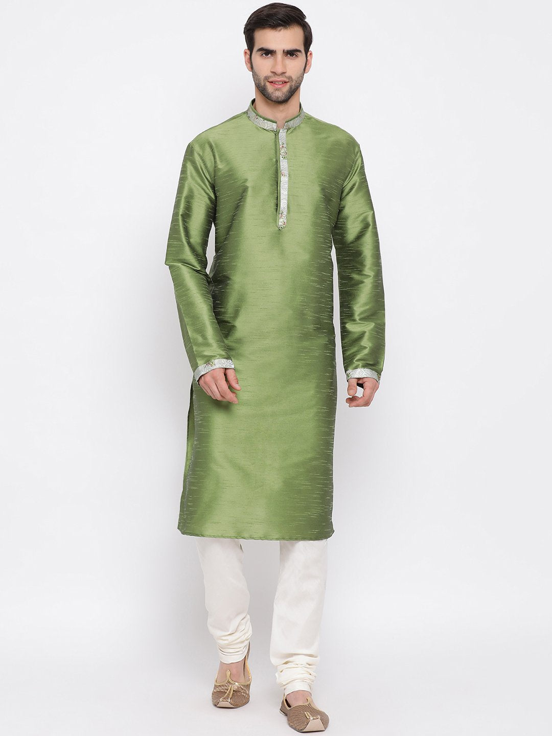 Men's Green Silk Kurta Pyjama Set