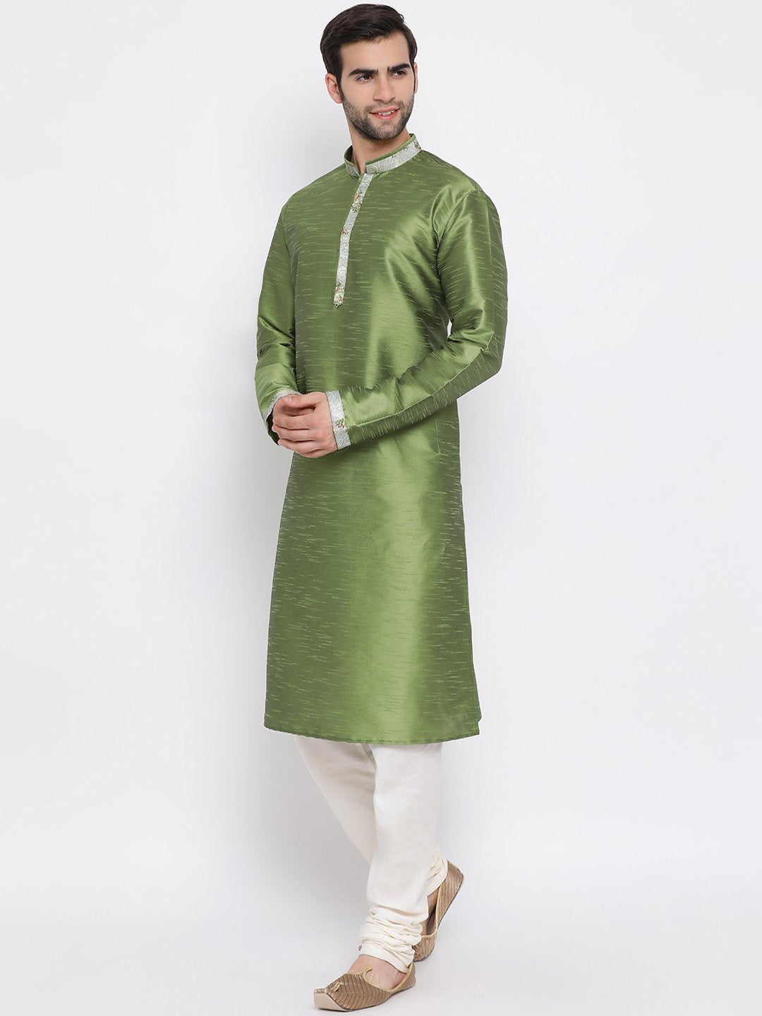 Men's Green Silk Kurta Pyjama Set