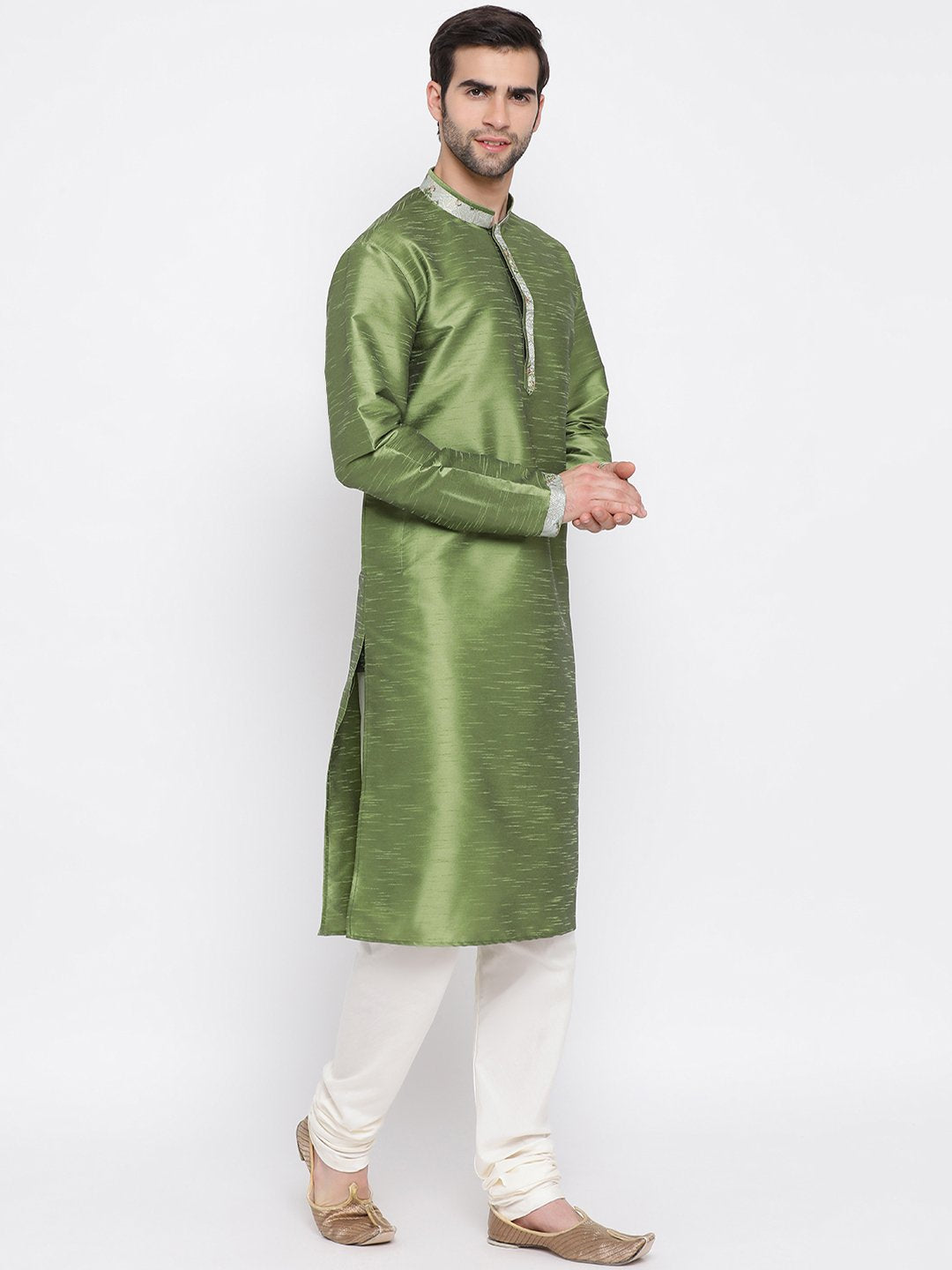 Men's Green Silk Kurta Pyjama Set