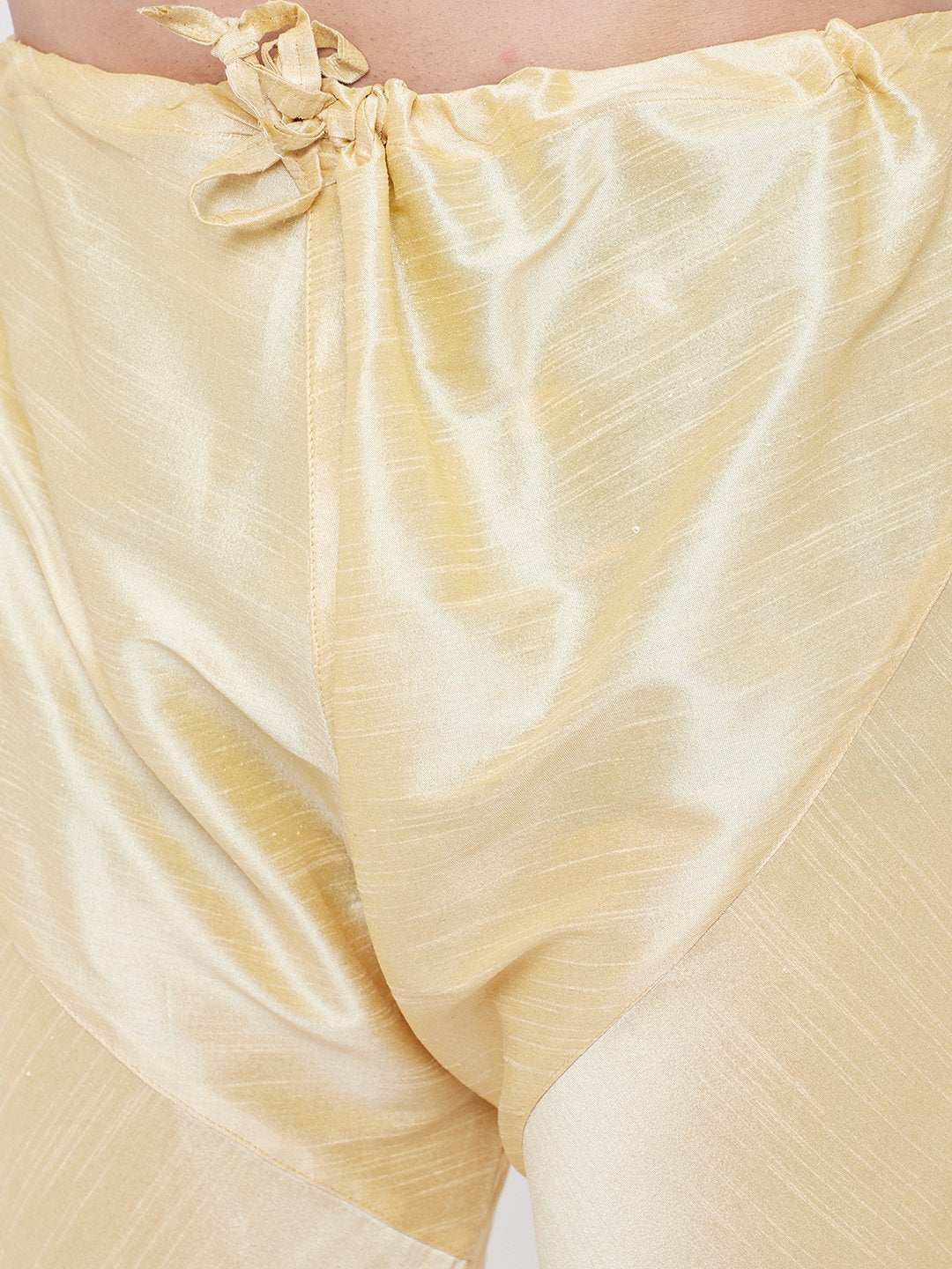 Men's Mustard And Gold Silk Blend Kurta Pyjama Set