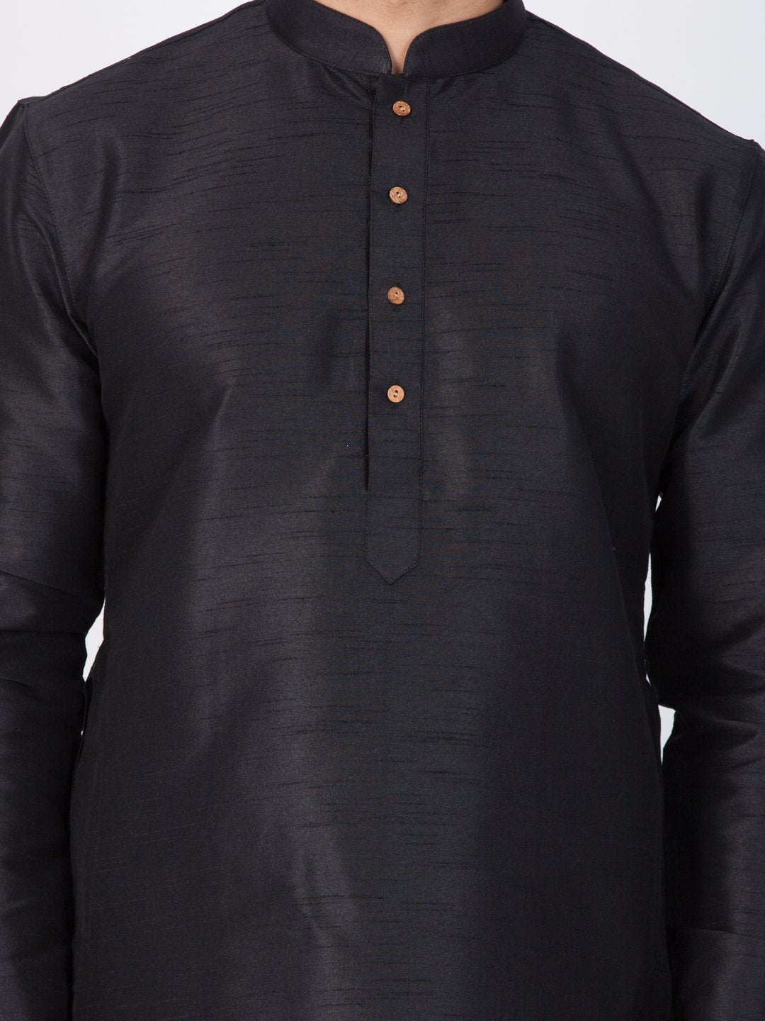Men's Black Cotton Silk Blend Kurta and Pyjama Set - Vastramay