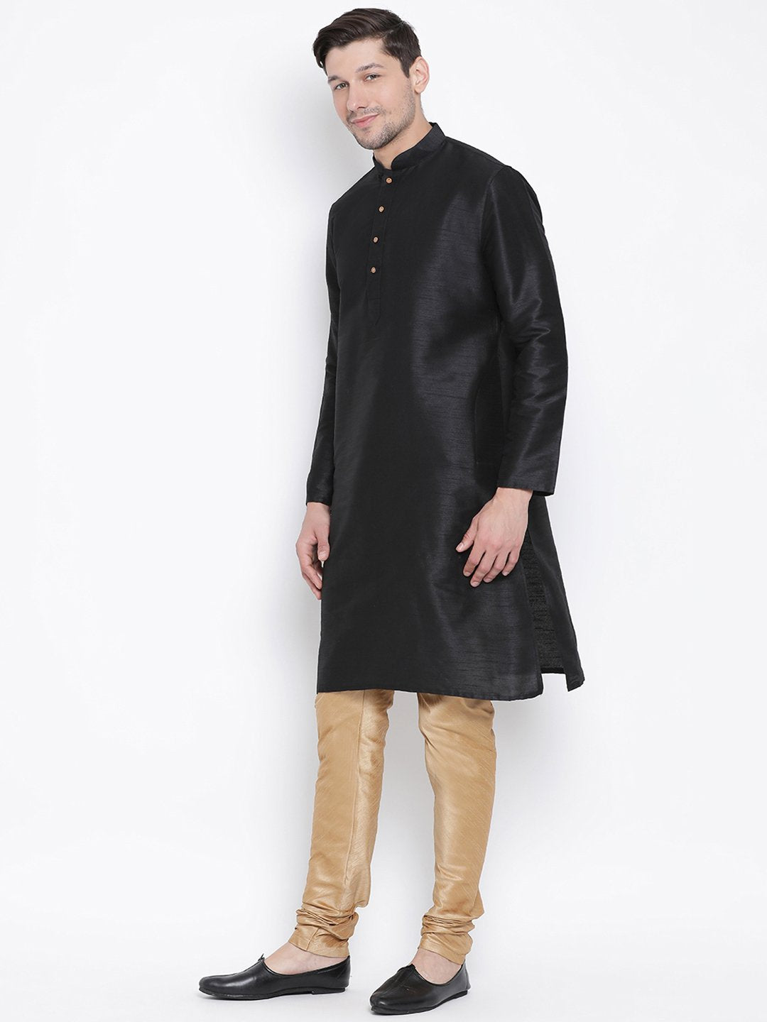 Copy of Men's Black Cotton Silk Blend Kurta and Pyjama Set - Vastramay