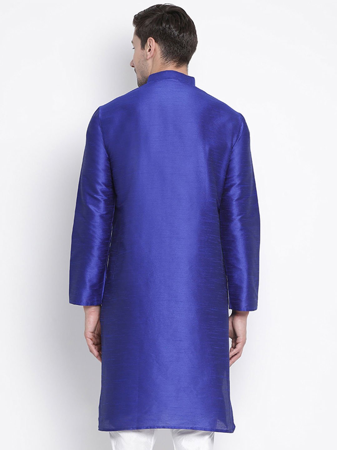 Men's Blue Cotton Silk Blend Kurta - Vastramay