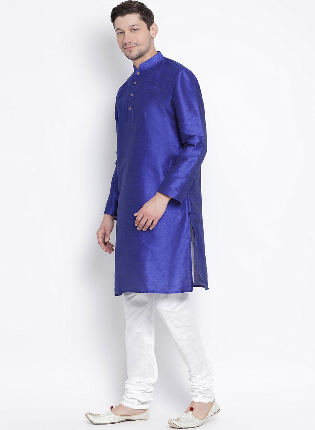 Men's Blue Silk Blend Kurta and Pyjama Set - Vastramay