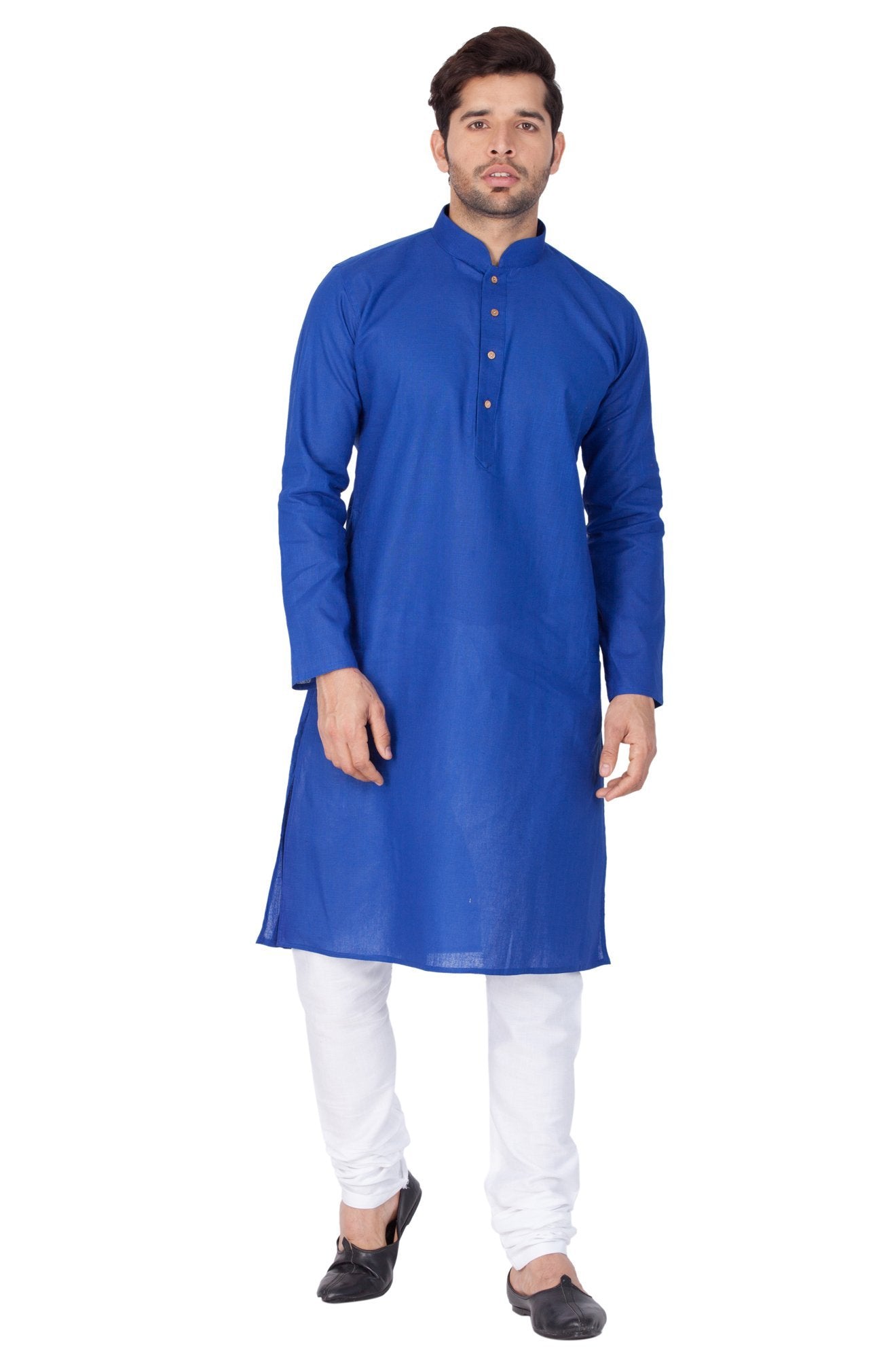 Men's Blue Cotton Linen Blend Kurta and Pyjama Set - Vastramay