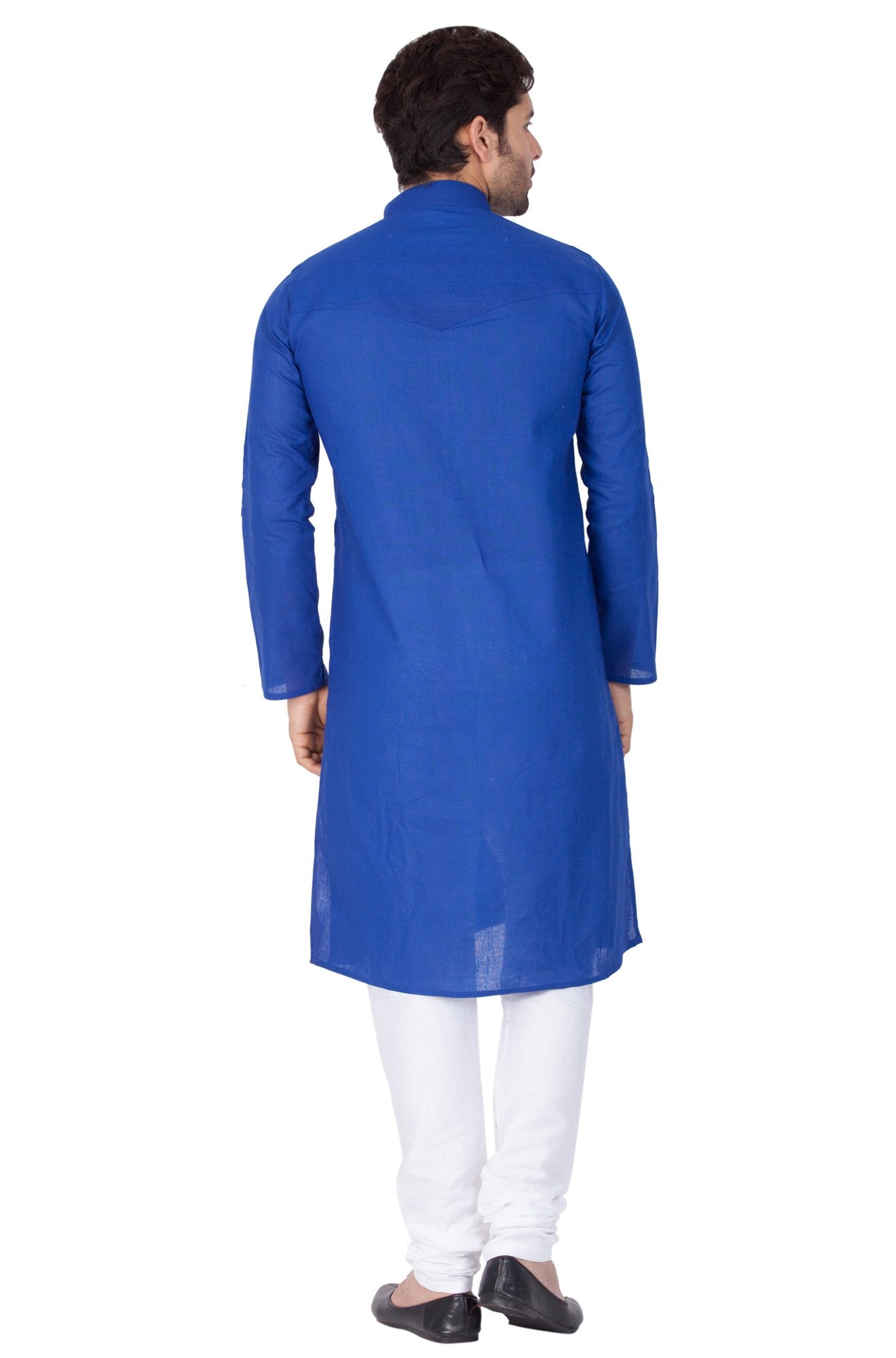 Men's Blue Cotton Linen Blend Kurta and Pyjama Set - Vastramay