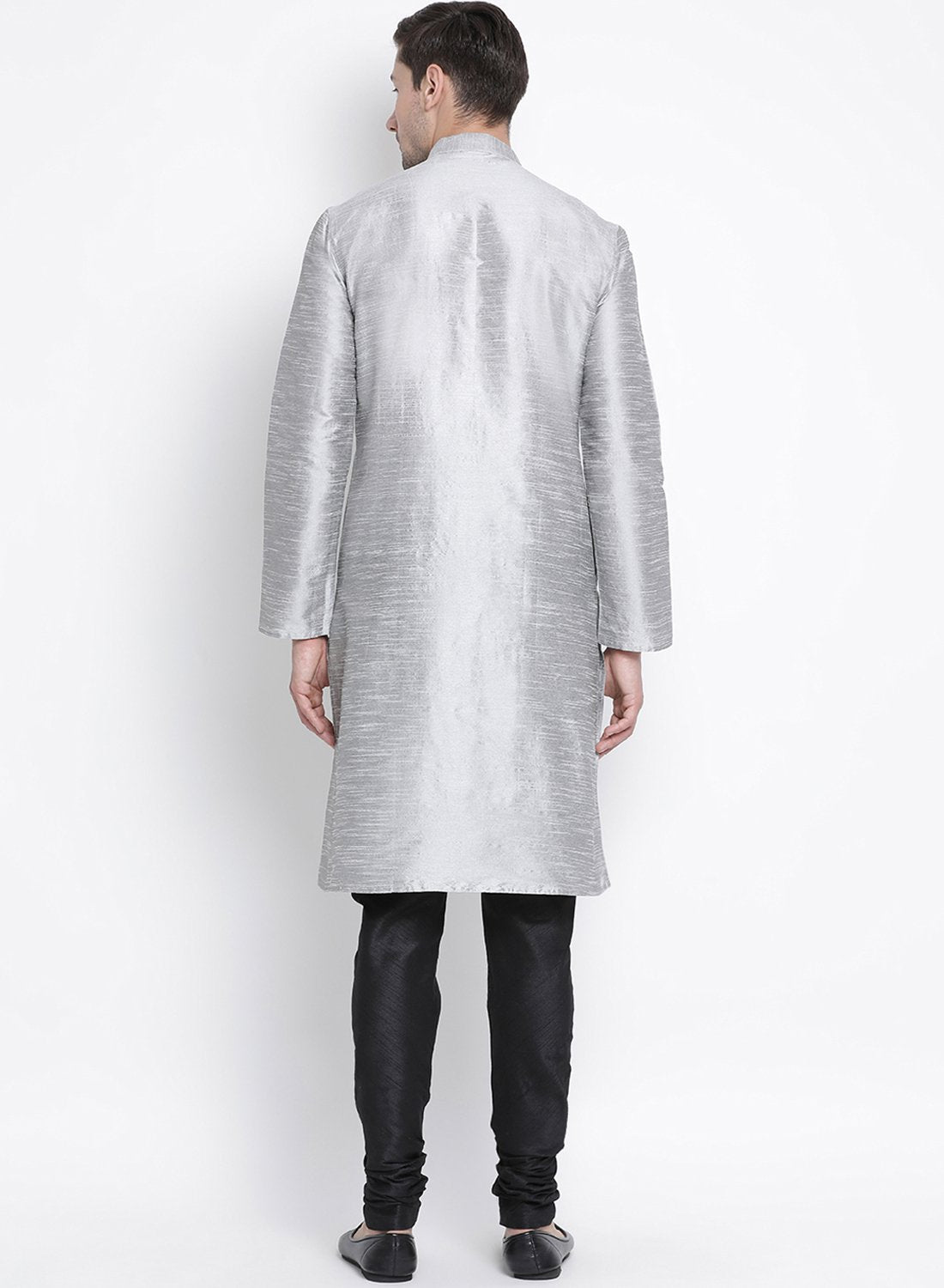 Men's Grey Silk Blend Kurta and Pyjama Set - Vastramay