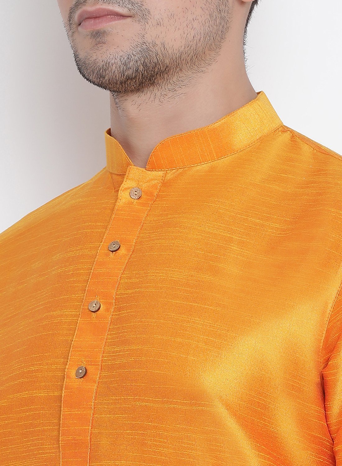 Men's Orange Silk Blend Kurta and Pyjama Set - Vastramay