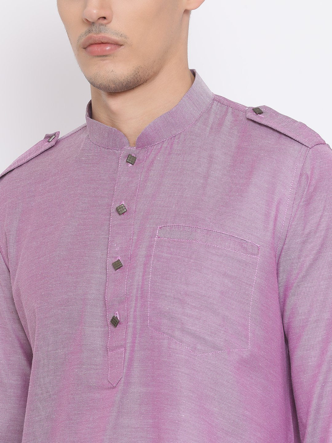 Men's Purple Cotton Kurta - Vastramay