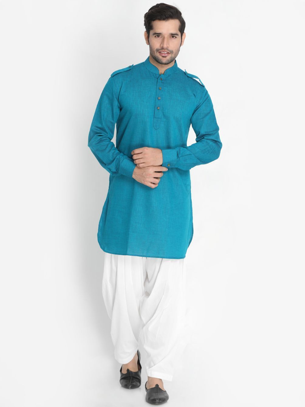 Men's White Cotton Blend Patiala Pyjama
