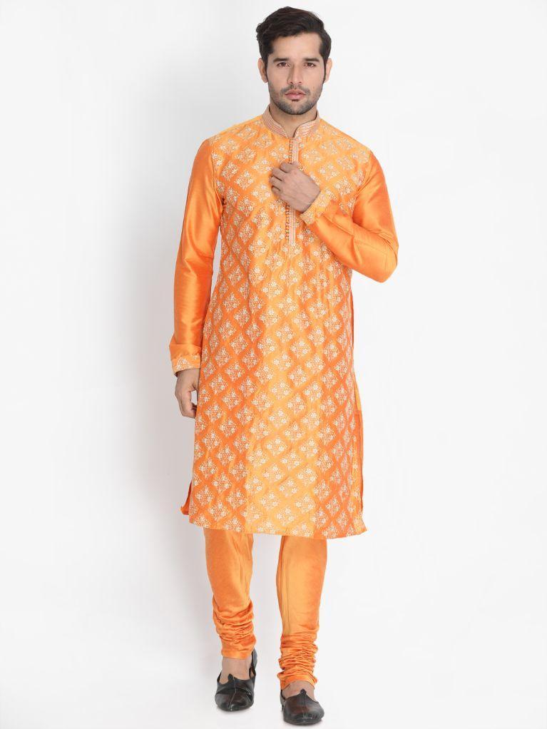 Men's Orange Cotton Blend Pyjama