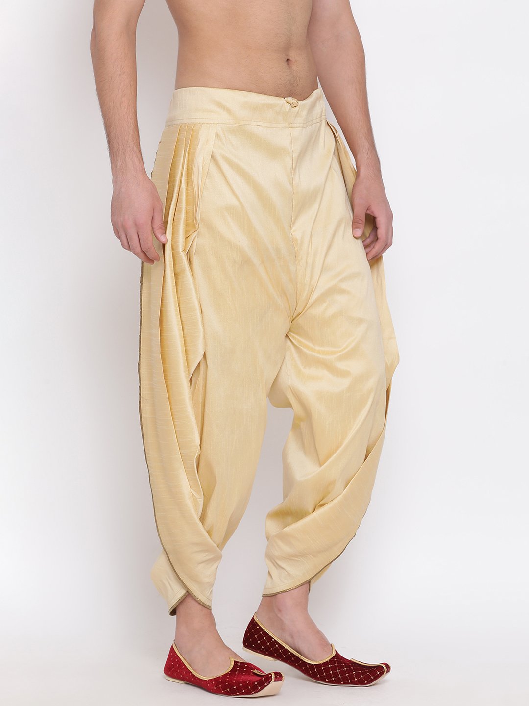 Men's Gold Solid Dhoti Pant - Vastramay