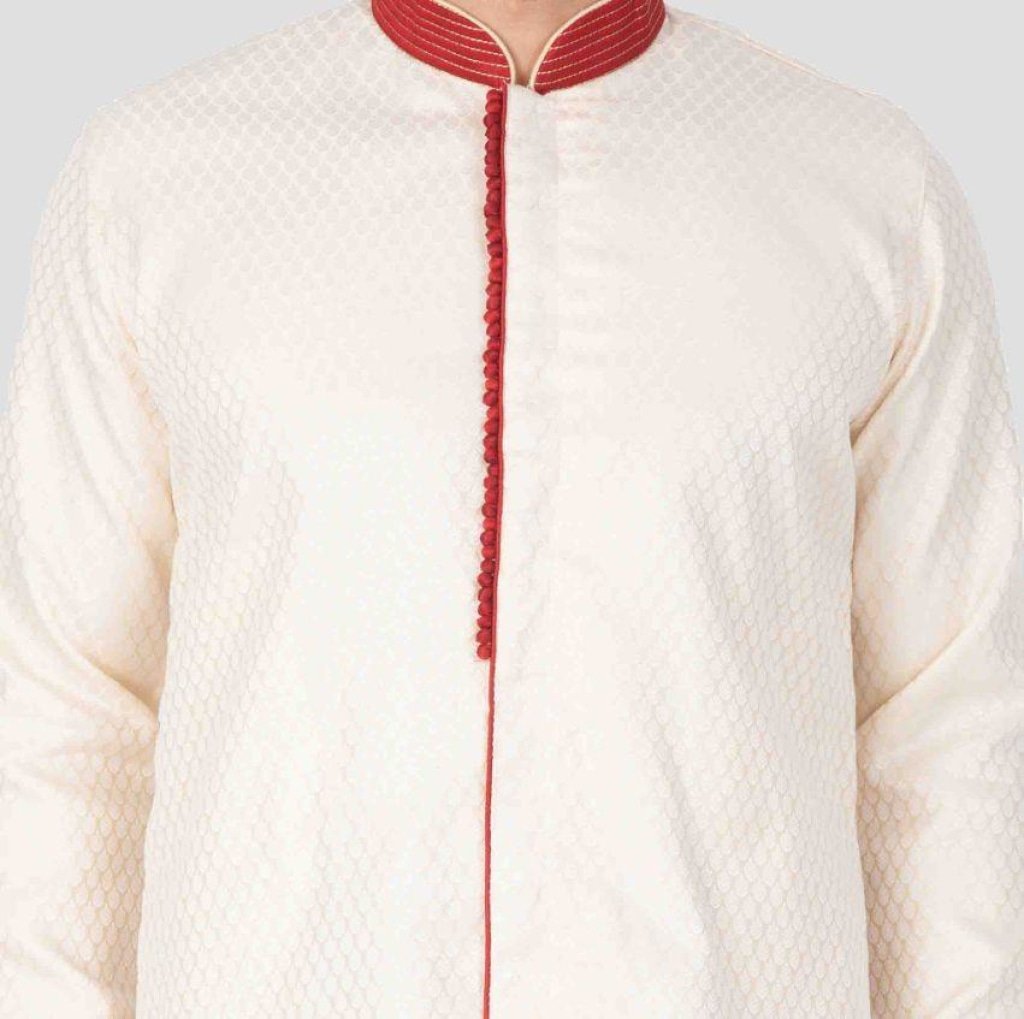 Men's Beige Cotton Silk Blend Sherwani Only Top