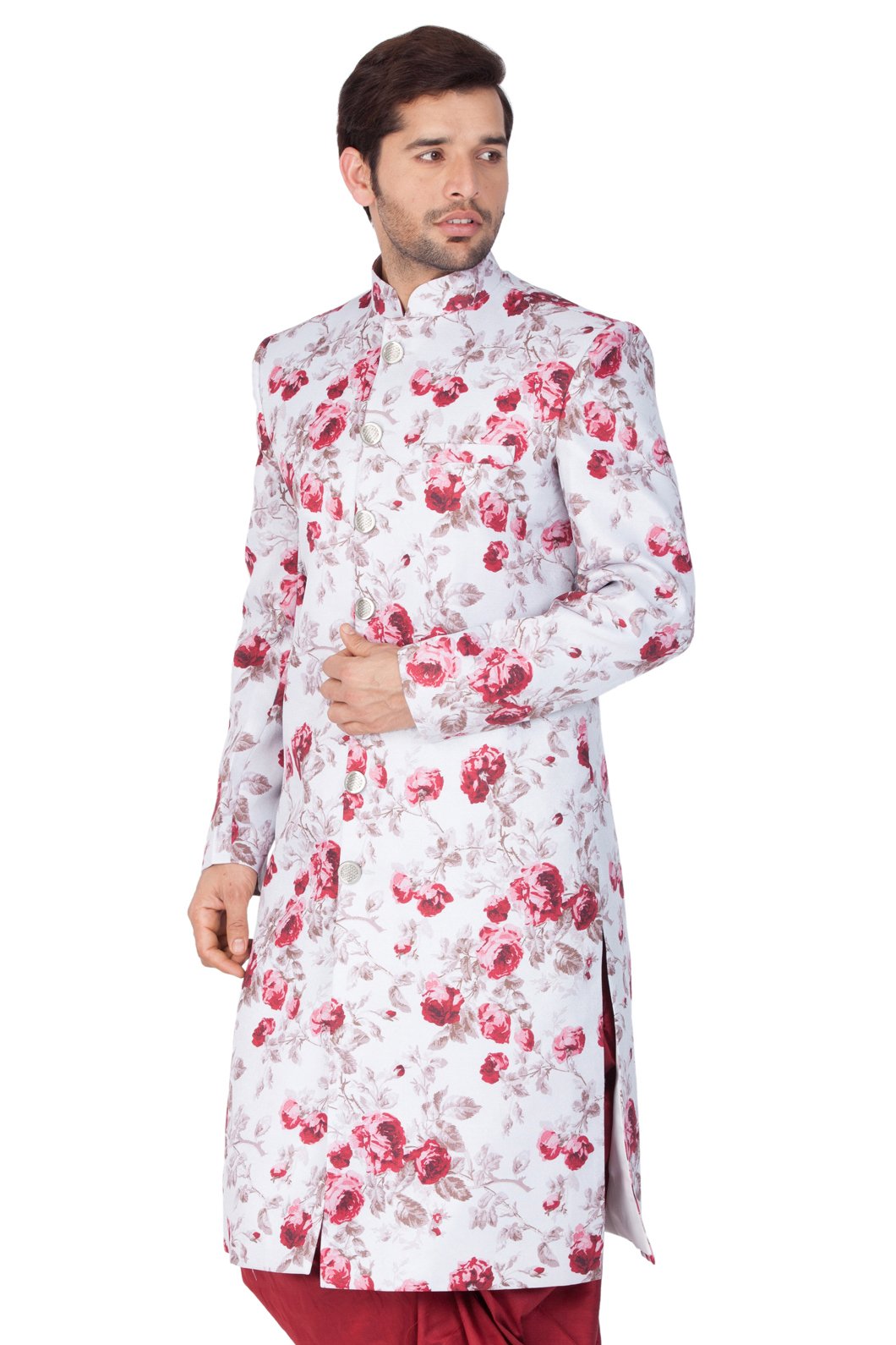 Men's Multicolor Cotton Silk Blend Sherwani Only Top - Vastramay