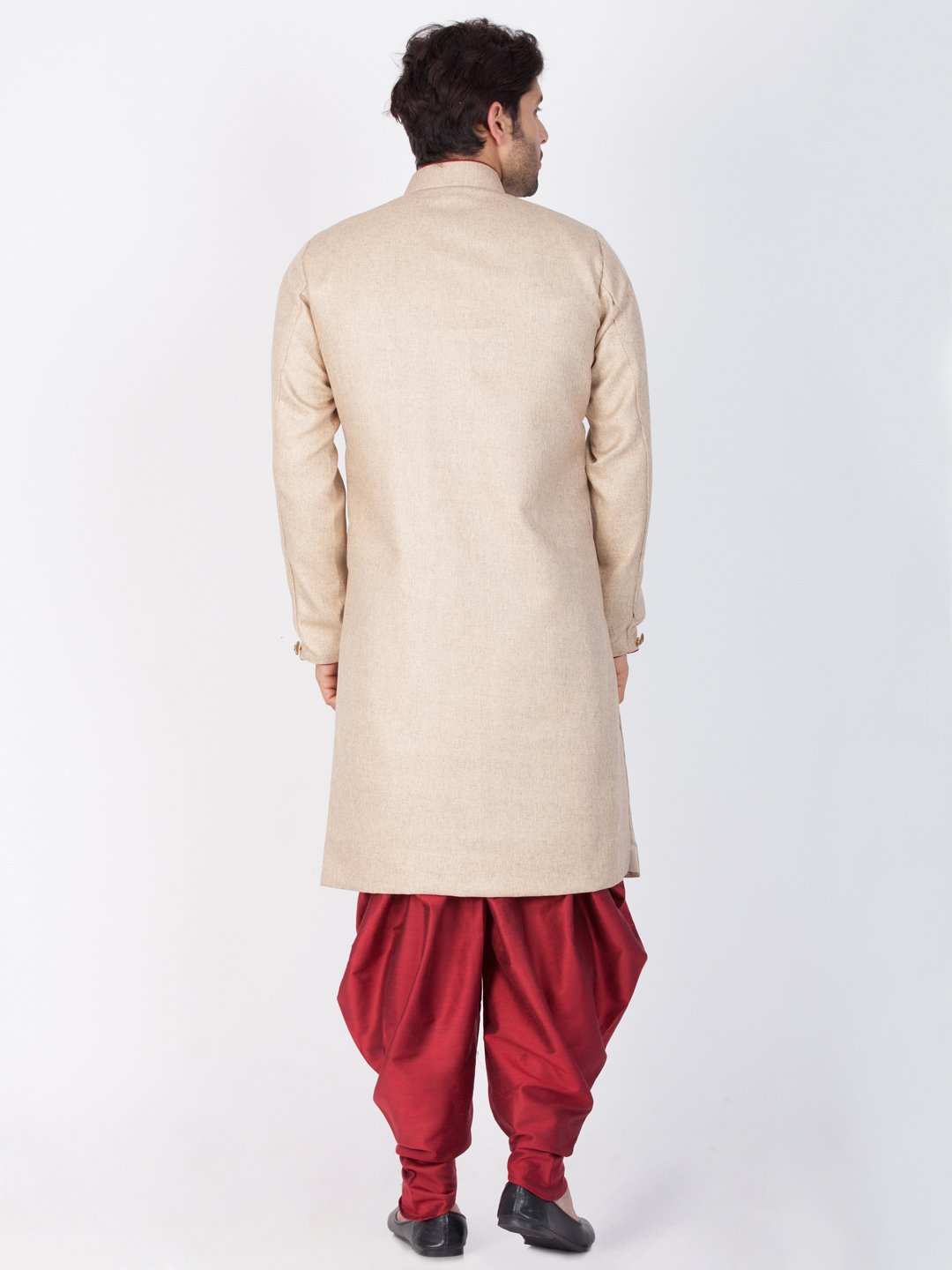 Men's Brown Cotton Blend Sherwani Set