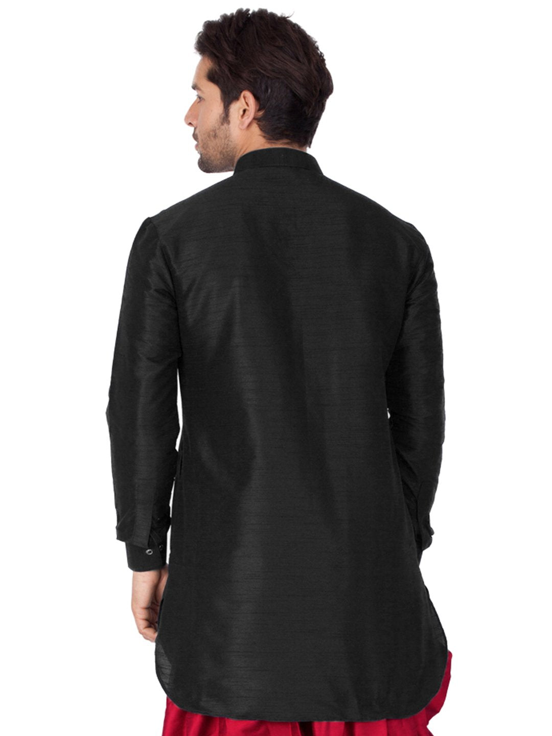 Men's Black Cotton Silk Blend Kurta - Vastramay
