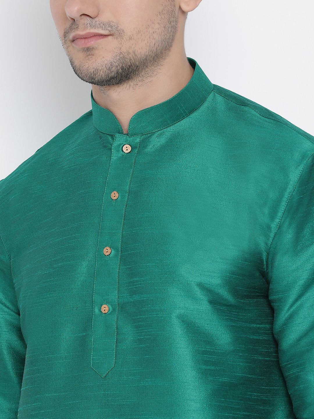 Men's Green Silk Blend Kurta and Dhoti Pant Set - Vastramay