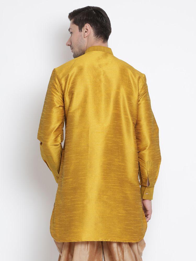 Men's Yellow Cotton Silk Blend Kurta
