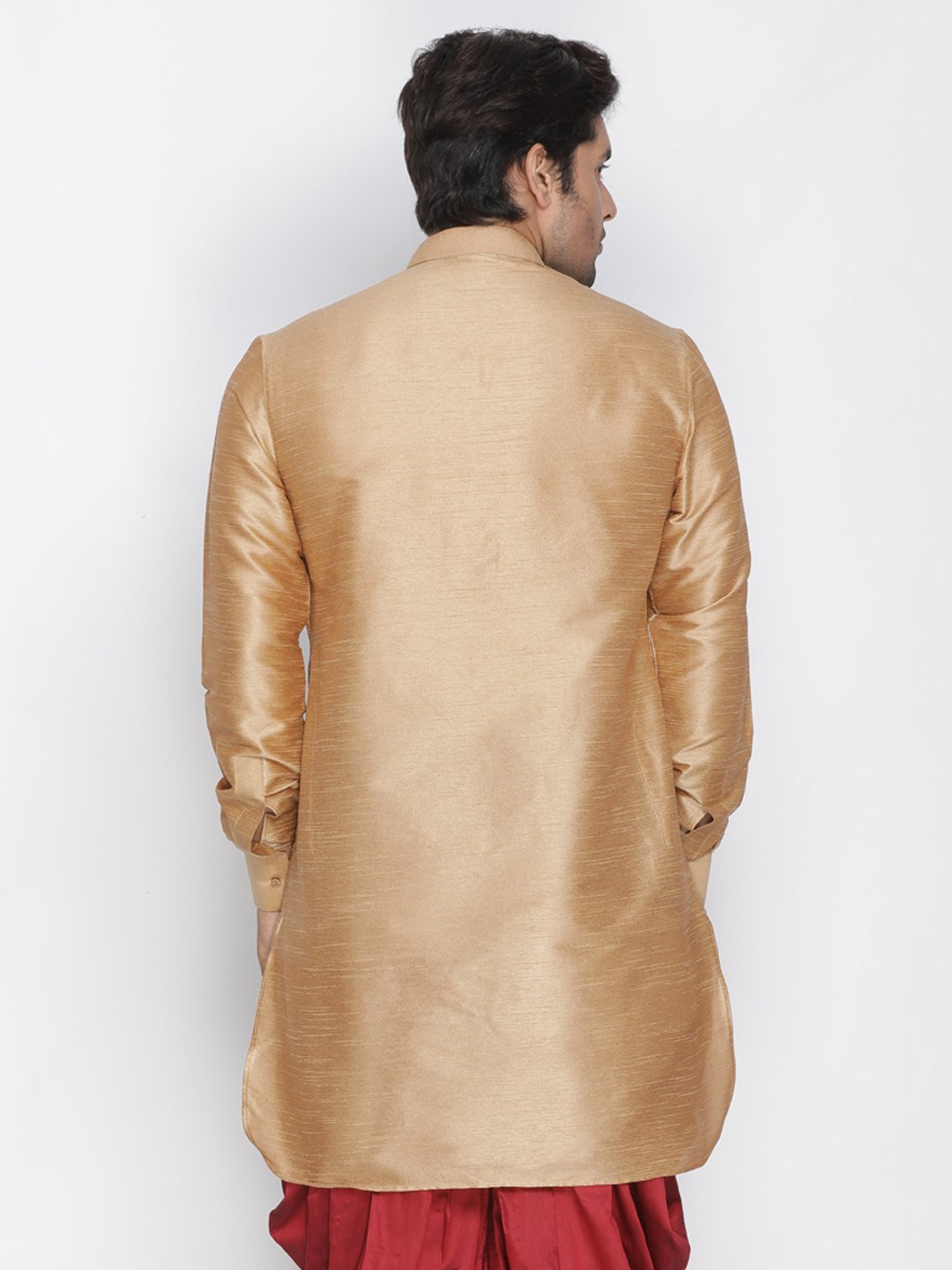 Men's Gold Cotton Silk Blend Kurta - Vastramay