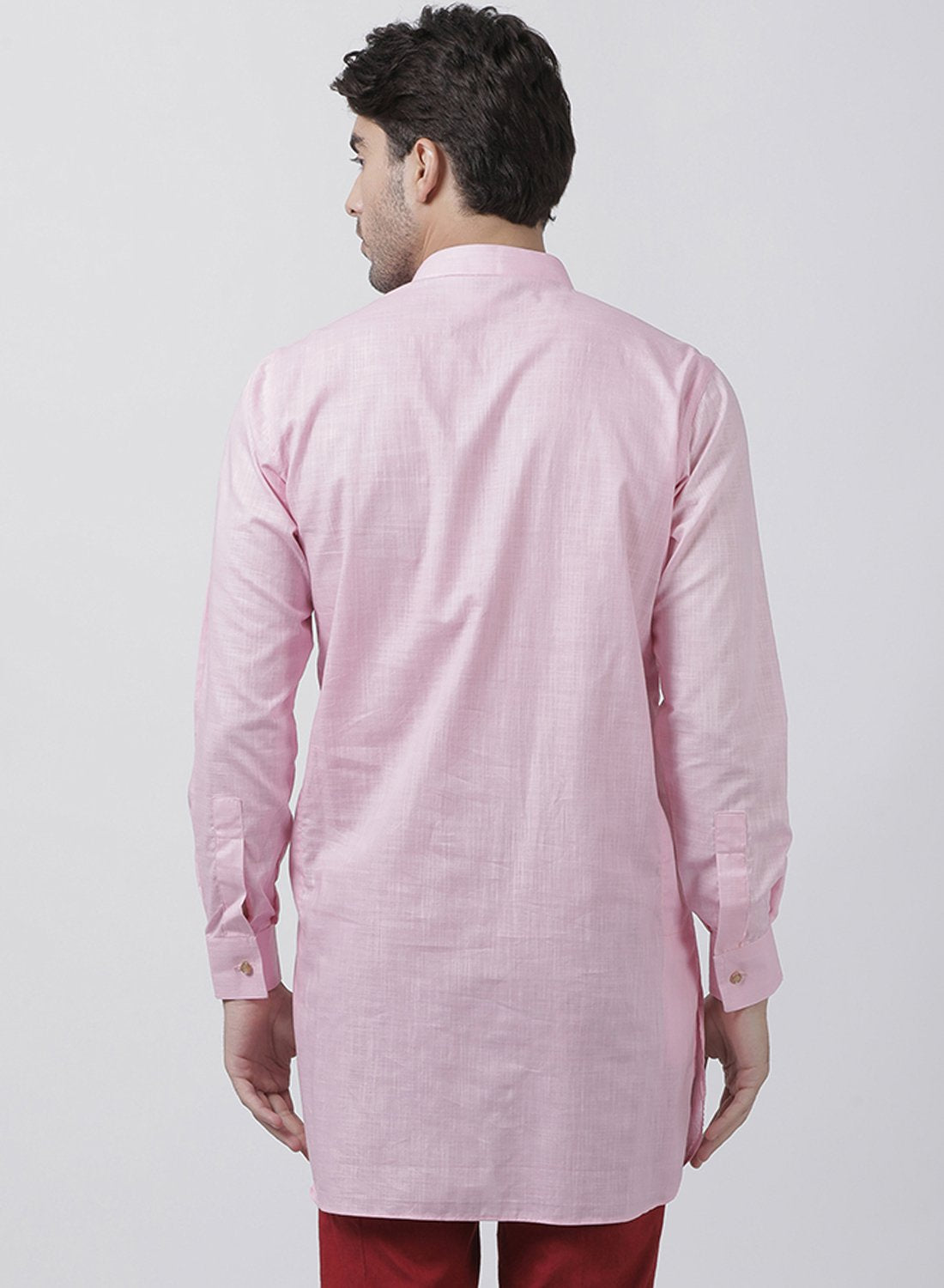 Men's Pink Cotton Kurta for Men's - Vastramay